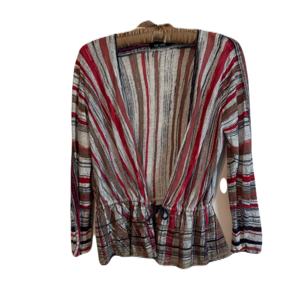 Linen Blend Striped Lightweight Sweater | Boho Coastal | Open Front